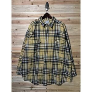 Vintage Carhartt Button Up Heavyweight Flannel Shirt Sz 2XL Plaid Yellow Thick